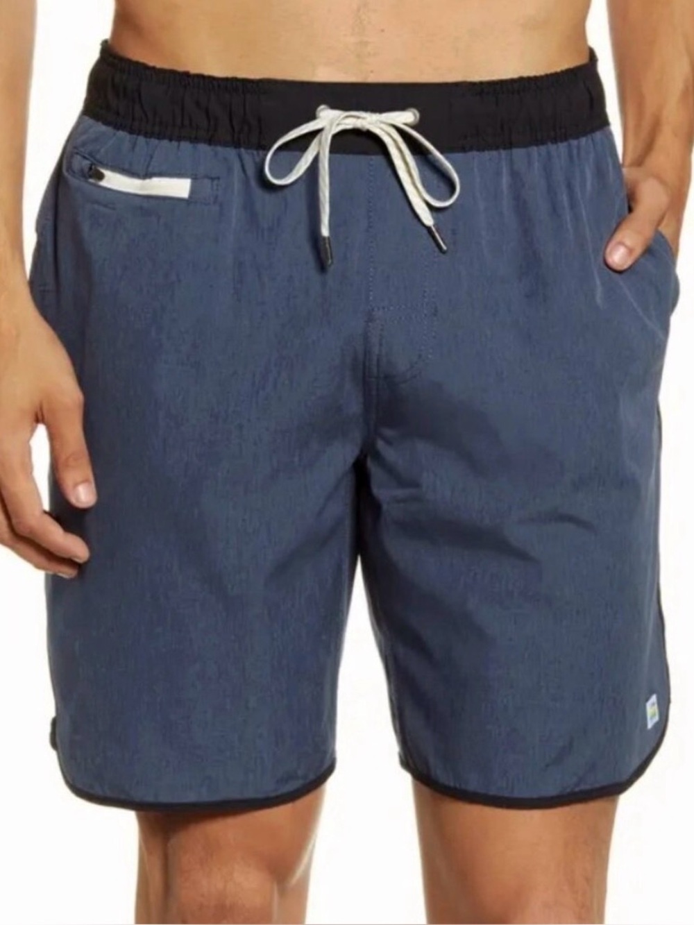 Vuori Men Azure Linen Texture Blue Unlined Drawstring Banks Shorts V330 Medium - Picture 2 of 12